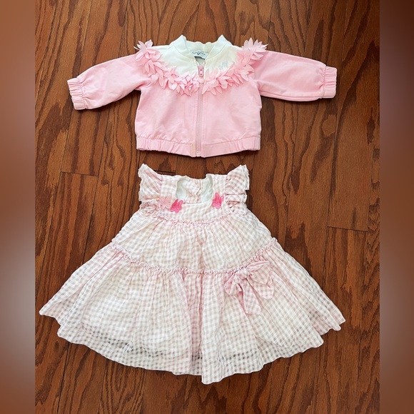 MONNALISA Baby Pink Cardigan+Dress - Picture 2 of 14